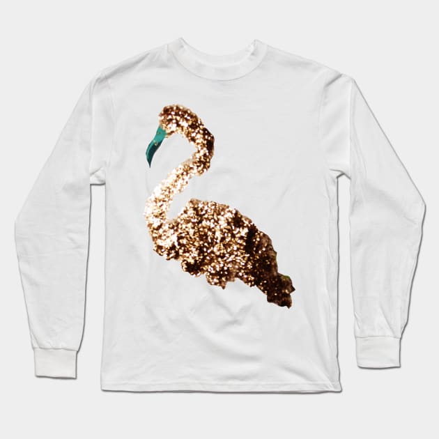 Gold flamingo Long Sleeve T-Shirt by Kuhtina